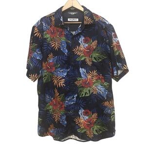 Tommy Bahama Royal Botanic Ocean Deep Hawaiian Camp Shirt Mens Medium M Floral